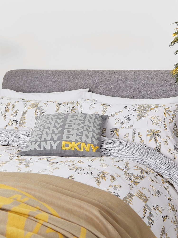 DKNY Grey Wildflower Patchwork Duvet Cover and Pillowcase 100% Cotton Set - Image 2 of 4