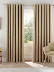 Helena Springfield Linen Eden Lined Eyelet Curtains - Image 1 of 1