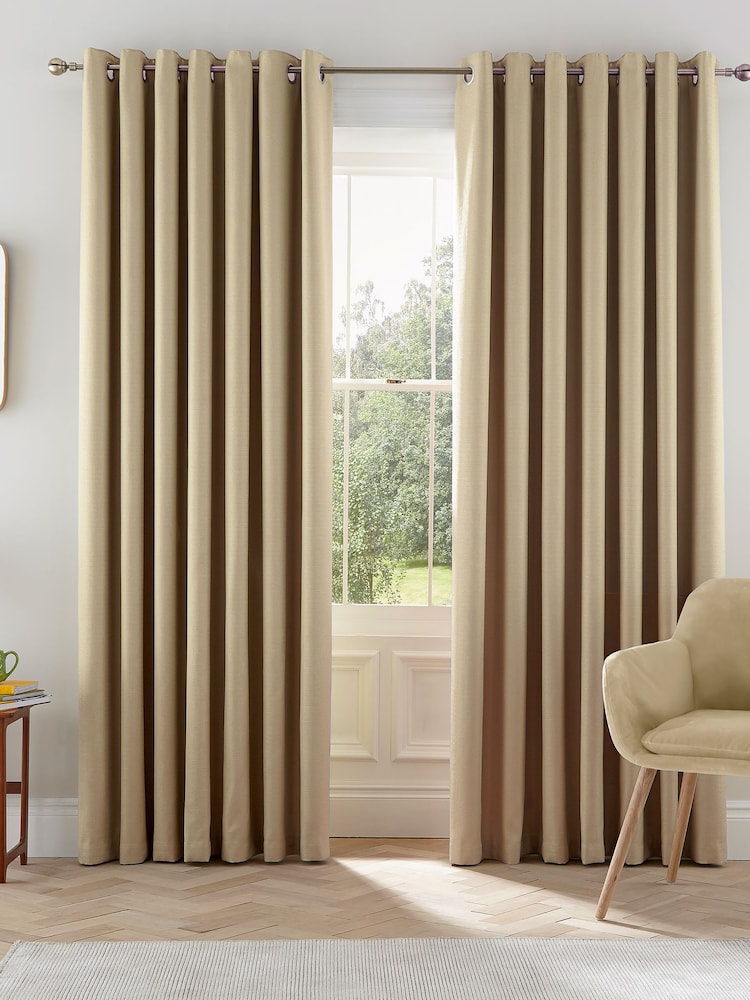 Helena Springfield Linen Eden Lined Eyelet Curtains - Image 1 of 1