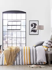DKNY Grey Urban Stripe Duvet Cover and Pillowcase 100% Cotton Set - Image 1 of 3
