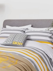 DKNY Grey Urban Stripe Duvet Cover and Pillowcase 100% Cotton Set - Image 2 of 3