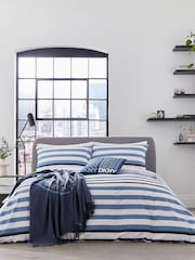DKNY Blue Urban Stripe Duvet Cover and Pillowcase 100% Cotton Set - Image 1 of 3