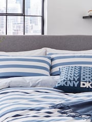 DKNY Blue Urban Stripe Duvet Cover and Pillowcase 100% Cotton Set - Image 2 of 3