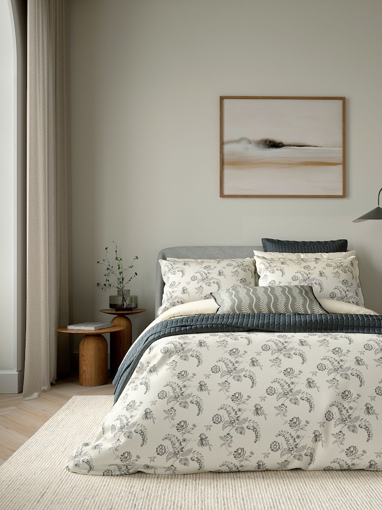 Bedeck of Belfast Charcoal and Linen 100% Cotton Ariane Throw - Image 1 of 3