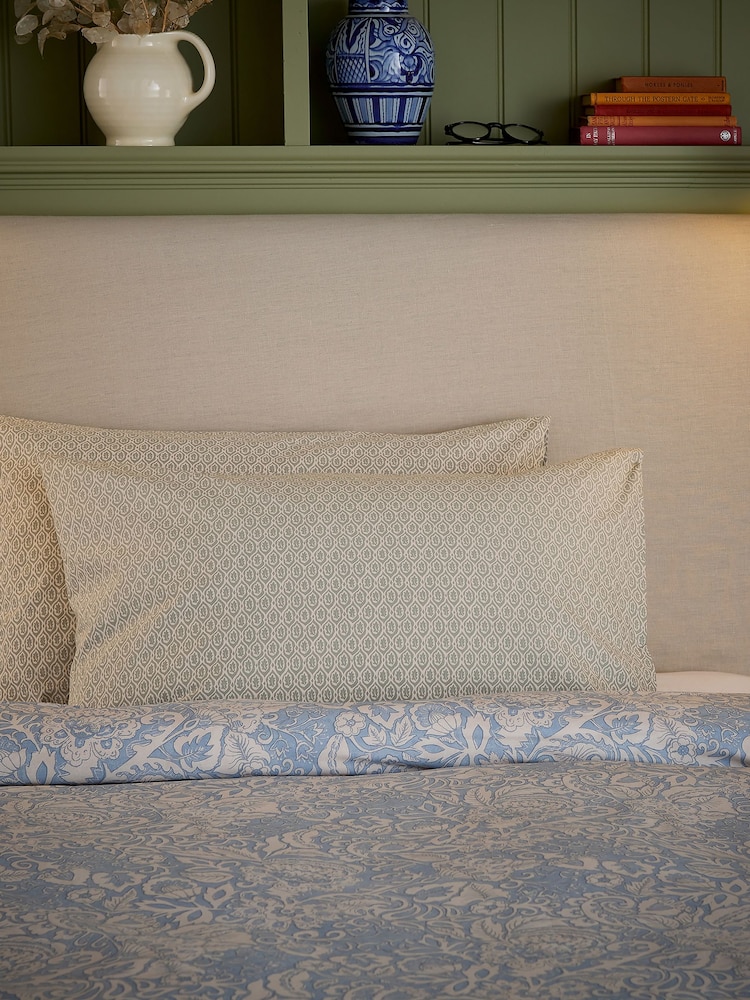Joules Blue Balmoral Standard Pillowcase 100% Cotton Set of 2 100% Cotton Standard Pillowcases - Image 1 of 4