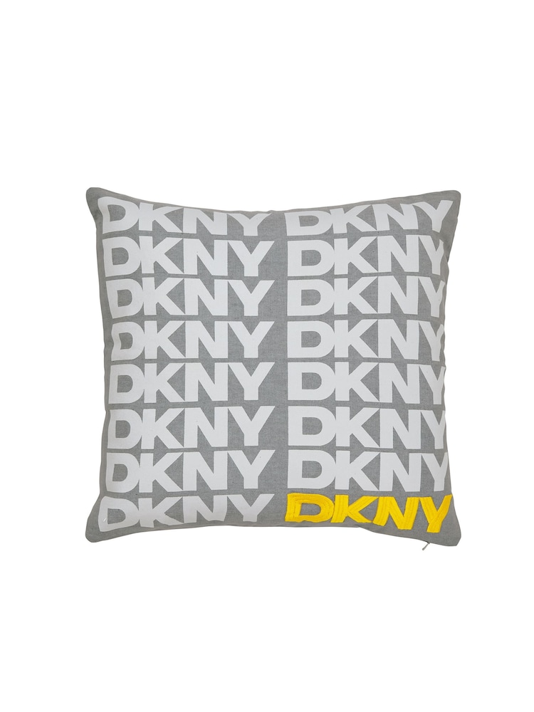 DKNY Grey Logo Cushion - Image 2 of 5