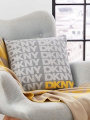 DKNY Grey Logo Cushion - Image 5 of 5