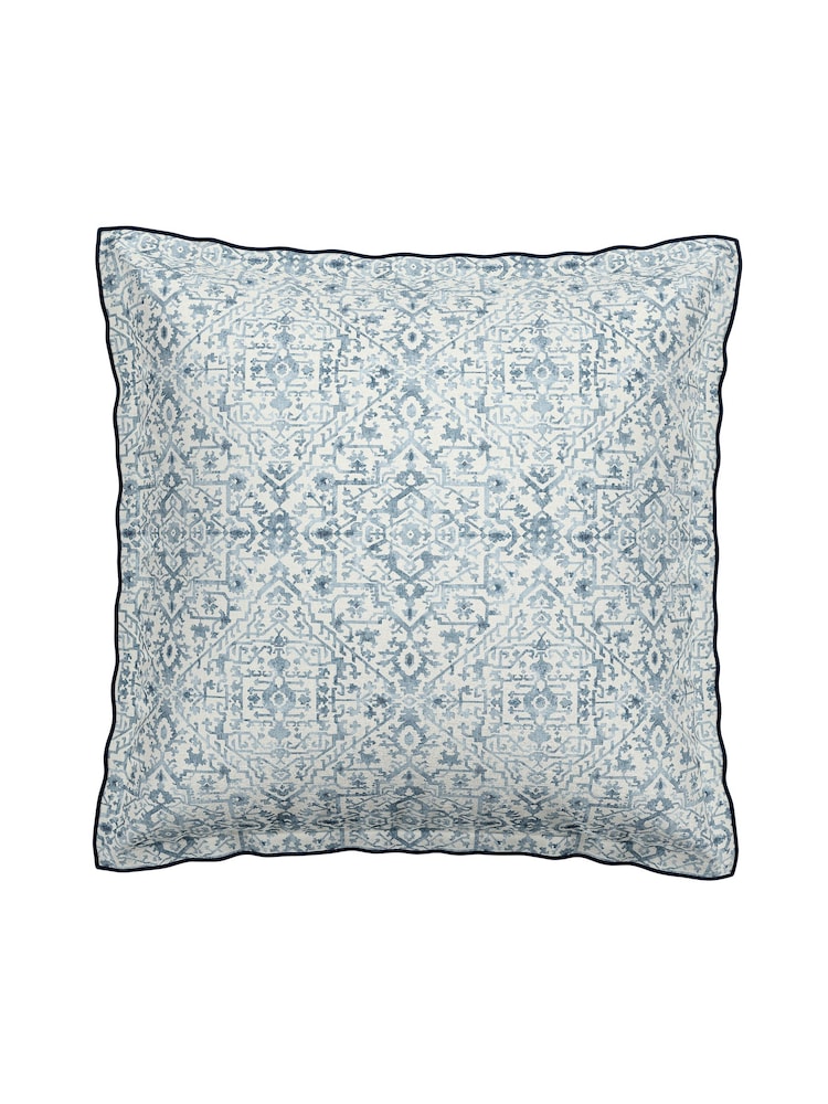 Bedeck of Belfast Blue Dhaka Square Pillowcase 100% Cotton Pair - Image 3 of 3 Bedeck of Belfast Blue Dhaka Square Pillowcase 100% Cotton Pair - Image 3 of 3