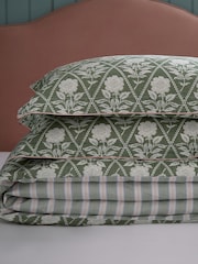 Joules Green Juliette Stamp Standard Pillowcase 100% Cotton Pair - Image 4 of 5