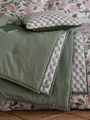 Joules Khaki Green Indienne Blockprint Throw - Image 1 of 4