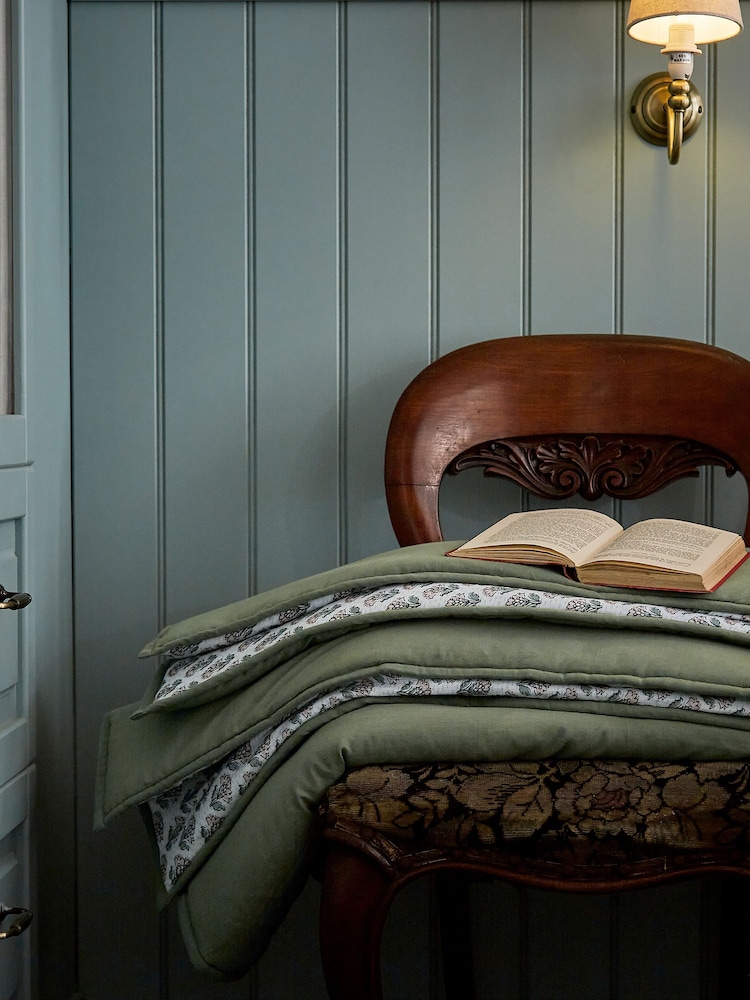 Joules Khaki Green Indienne Blockprint Throw - Image 2 of 4