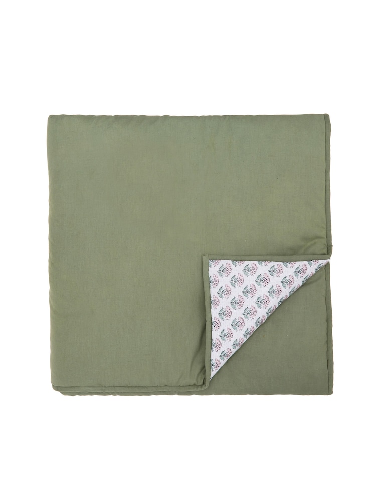 Joules Khaki Green Indienne Blockprint Throw - Image 4 of 4