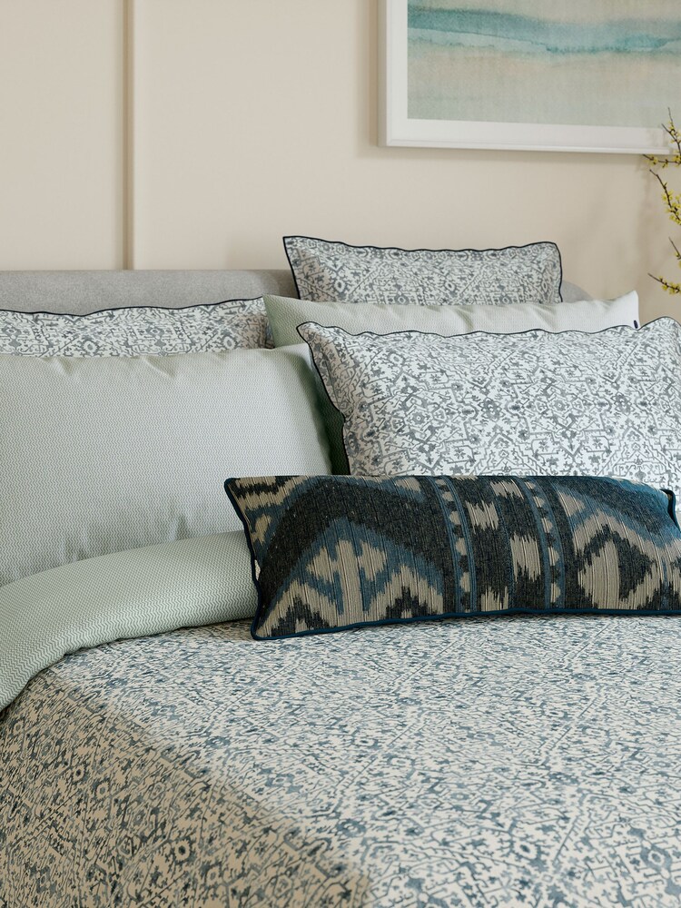 Bedeck of Belfast Blue Dhaka Cushion - Image 3 of 4