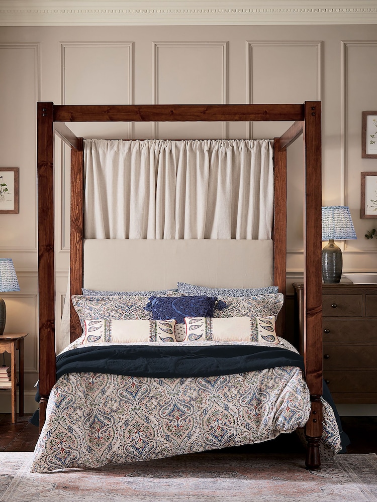 Joules Blue 100% Cotton Paisley Duvet Cover and Pillowcase Set - Image 1 of 5