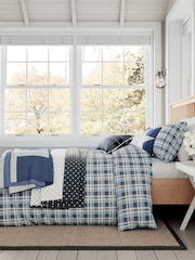 Helena Springfield Blue Red Cosy Check Brushed 100% Cotton Duvet Cover and Pillowcase Set - Image 1 of 5