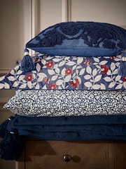 Joules Royal Blue Grove Floral Standard Pillowcase 100% Cotton Pair - Image 4 of 5