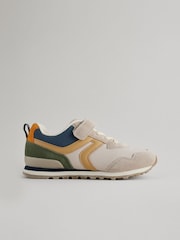 Neutral Colourblock Wide Fit (G) One Strap Elastic Lace Trainers - Image 2 of 6