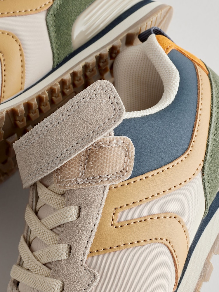 Neutral Colourblock Wide Fit (G) One Strap Elastic Lace Trainers - Image 6 of 6