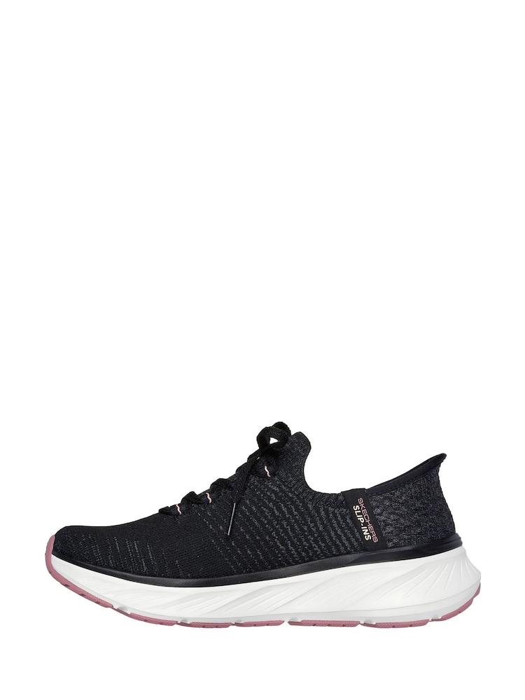 Skechers Black/Pink Relaxed Fit Slipins Slip In Edgeride Trainers - Image 3 of 6