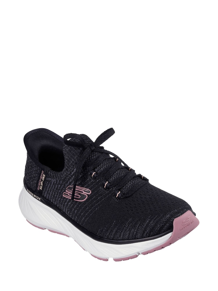 Skechers Black/Pink Relaxed Fit Slipins Slip In Edgeride Trainers - Image 4 of 6