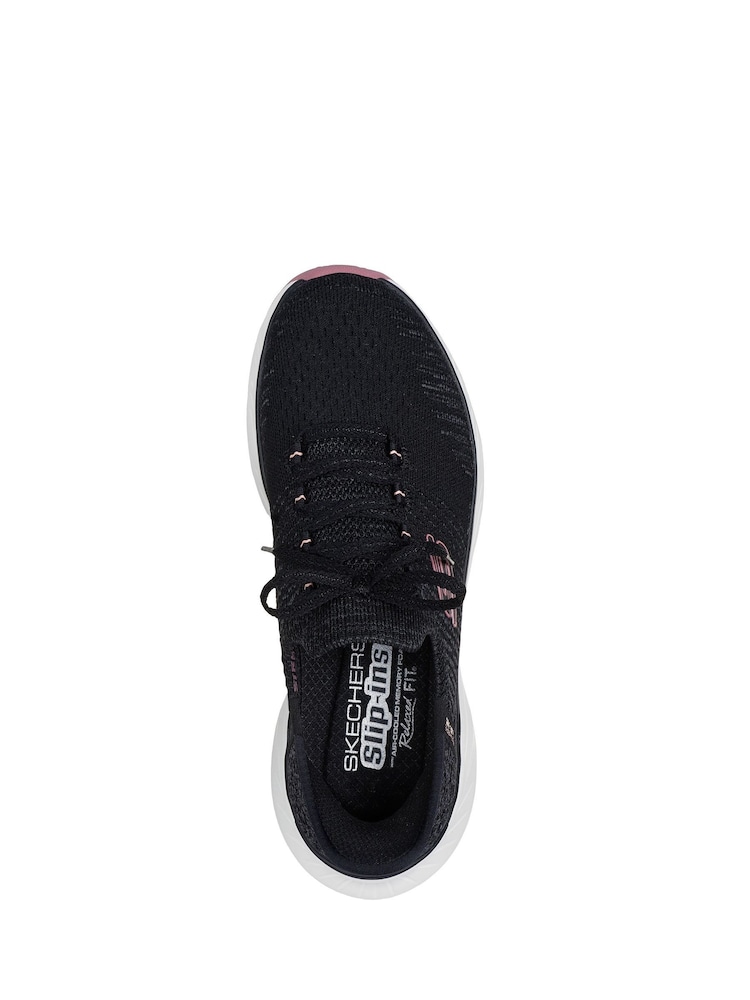 Skechers Black/Pink Relaxed Fit Slipins Slip In Edgeride Trainers - Image 5 of 6