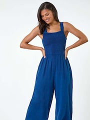 Roman Denim Shirred Bodice Pocket Jumpsuit - Imagen 2 de 5