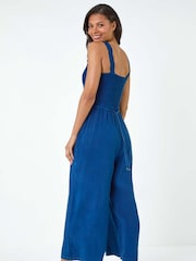 Roman Denim Shirred Bodice Pocket Jumpsuit - Imagen 3 de 5