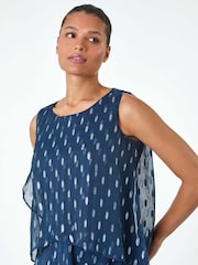 Roman Blue Shimmer Foil Print Tiered Dress - Image 4 of 5