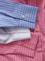The Set Blue Stripe/Pink Stripe/White 3 Pack Cotton Poplin Button Through Shirts - Image 13 of 13