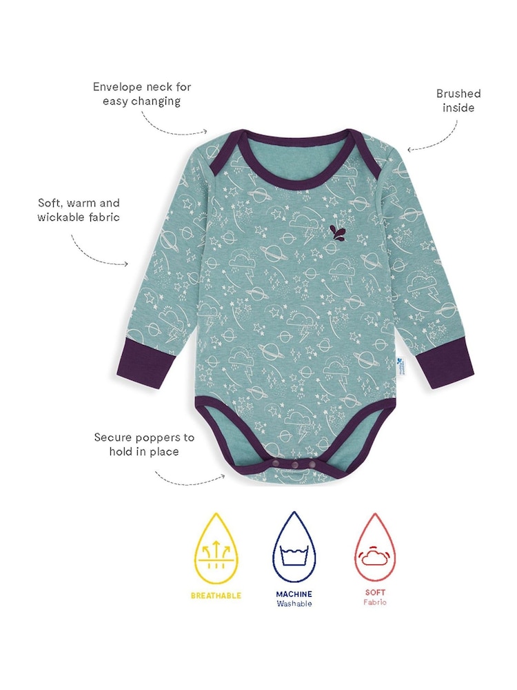 Muddy Puddles Sage Green Sky Muddy Puddles Thermal Baselayer Babygrow - Image 2 of 2