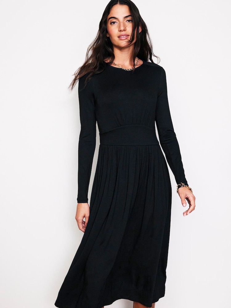 Boden Black Petite Thea Long Sleeve Jersey Dress - Image 1 of 4