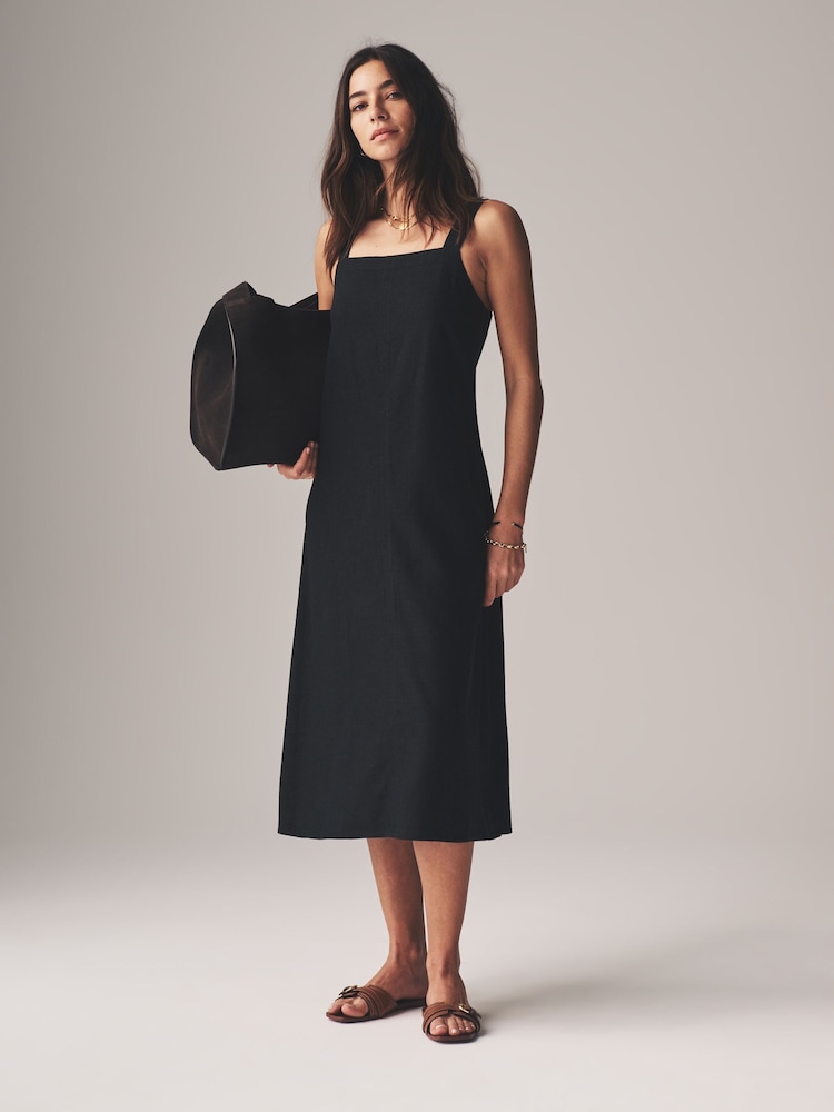 The Set Black/Ecru Stripe Dress 2 Pack with Linen - Image 1 of 13