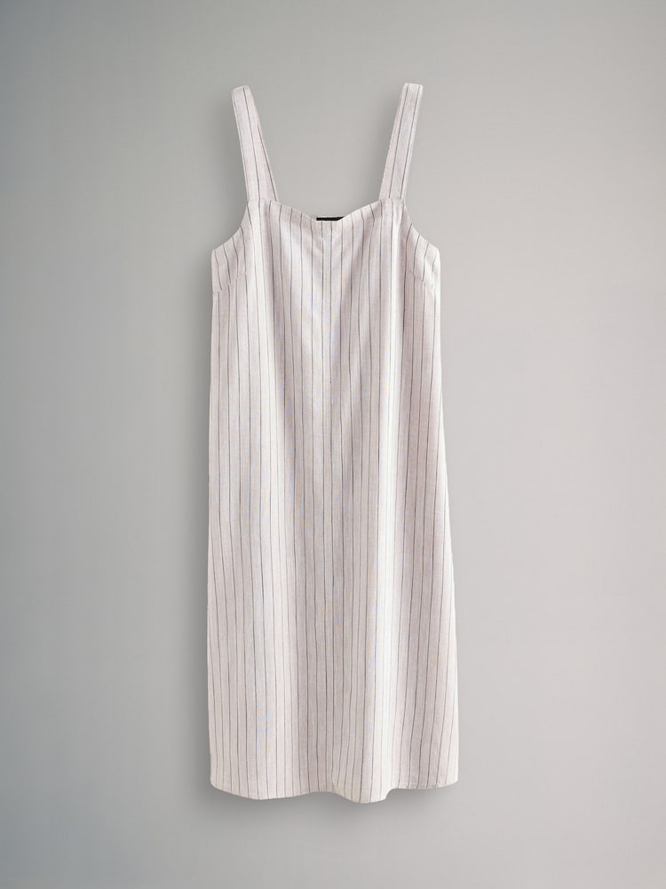 The Set Black/Ecru Stripe 2 Pack Midi Dress with Linen - Image 10 of 13