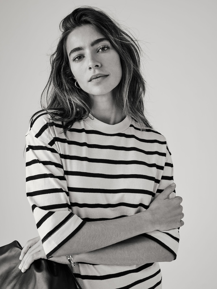 The Set Black/Black White Stripe/Red Stripe 3 Pack Heavy Weight 100% Cotton T-Shirt Midi Dresses - Image 4 of 9