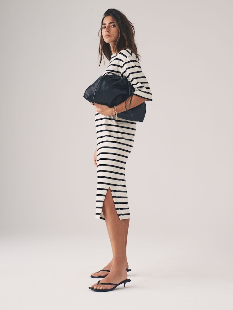 The Set Black/Black White Stripe/Red Stripe 3 Pack Heavy Weight 100% Cotton T-Shirt Midi Dresses - Image 5 of 9