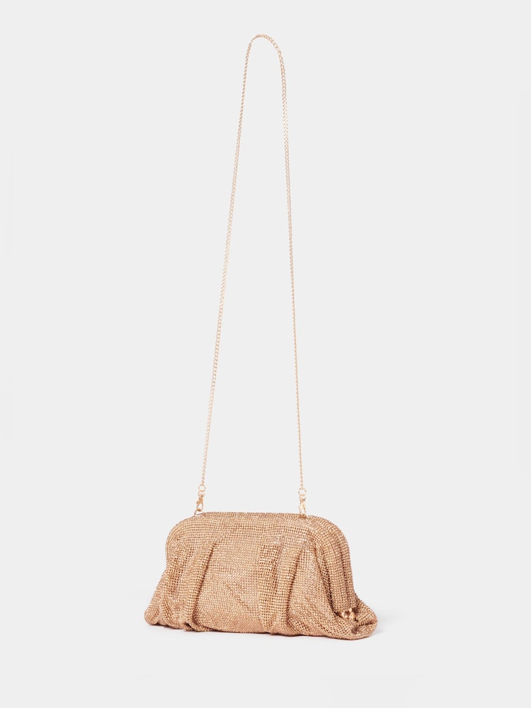 Forever New Brown Signature Brielle Embellished Ruched Clutch - Image 3 of 5