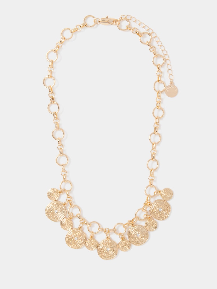 Forever New Gold Tone Signature Delia Disc Charms Necklace - Image 2 of 2