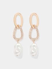 Forever New Gold Tone Signature Connor Crystal & Pearl Drop Earrings - Image 2 of 2