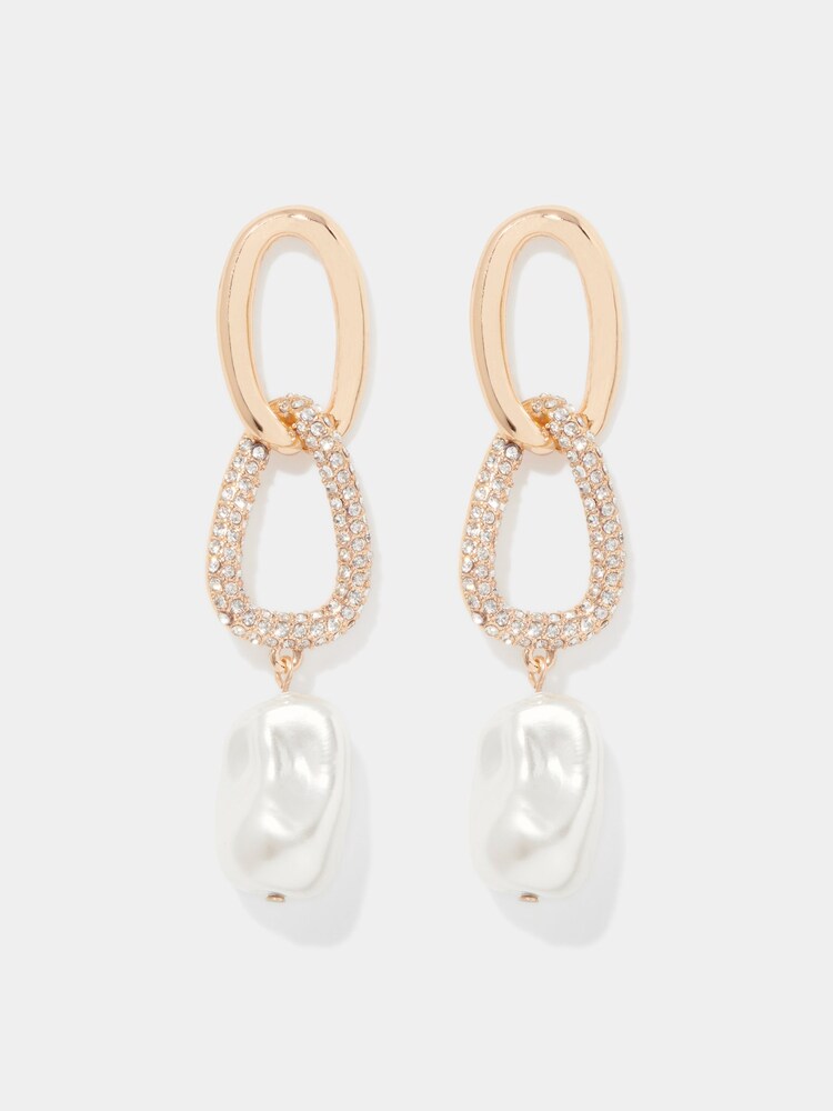 Forever New Gold Tone Signature Connor Crystal & Pearl Drop Earrings - Image 2 of 2