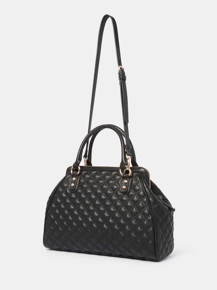 Forever New Black Signature Grace Quilted Tote Bag - Image 4 of 4