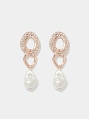 Forever New Gold Tone Signature Calm Crystal & Pearl Drop Earrings - Image 2 of 2
