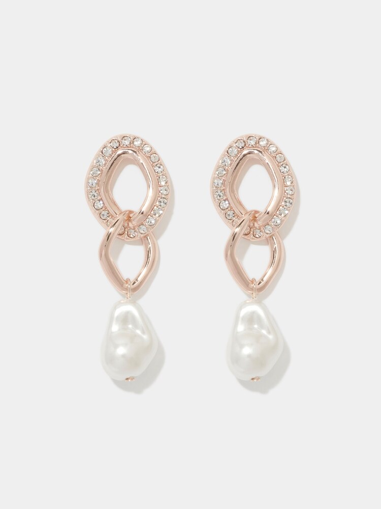 Forever New Gold Tone Signature Calm Crystal & Pearl Drop Earrings - Image 2 of 2
