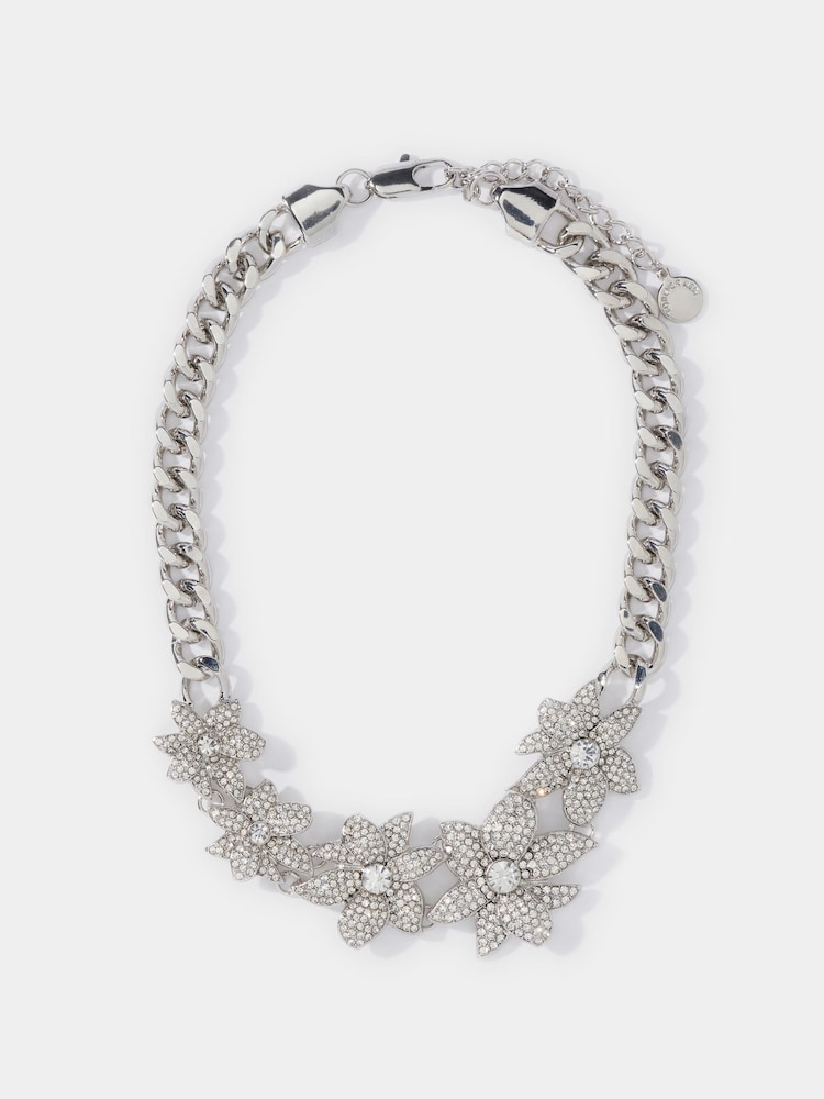 Forever New Silver Tone Signature Flo Flower Crystal Necklace - Image 2 of 2