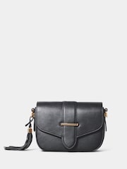 Forever New Black Signature Thea Tassel Saddle Bag - Image 1 of 4