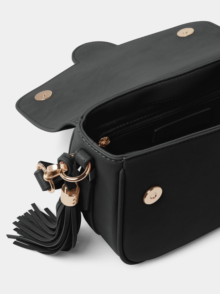 Forever New Black Signature Thea Tassel Saddle Bag - Image 3 of 4