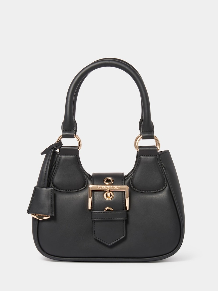 Forever New Black Signature Madison Buckle Moon Bag - Image 1 of 4