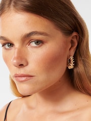Forever New Gold Tone Signature Sakura Stone Swirl Hoop Earrings - Image 2 of 2