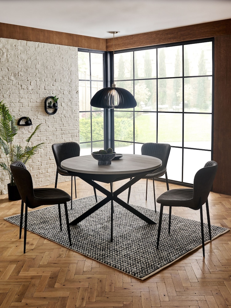 Bronx Oak Effect Grey Bronx 4 to 6 Seater Extending Round Dining Table - Image 1 of 9
