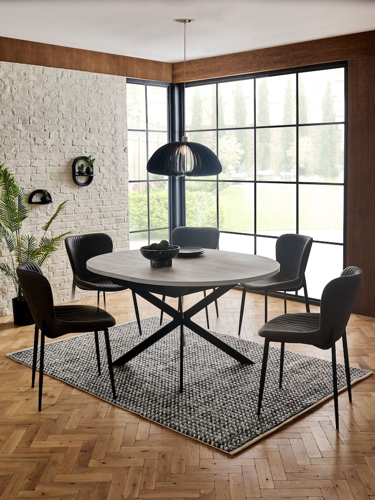 Bronx Oak Effect Grey Bronx 4 to 6 Seater Extending Round Dining Table - Image 2 of 9