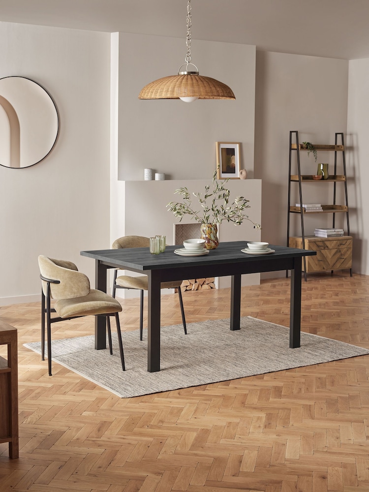 Black Bronx Oak Effect Rectangle 6 to 8 Seater Extending Dining Table - Image 1 of 9